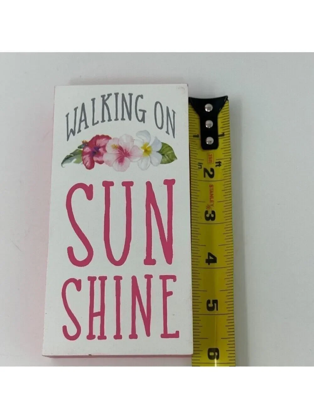 Tropical Wooden Block Sign Walking on Sunshine Floral Home Decor 6